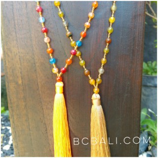 mix color ceramic beads necklace tassels 